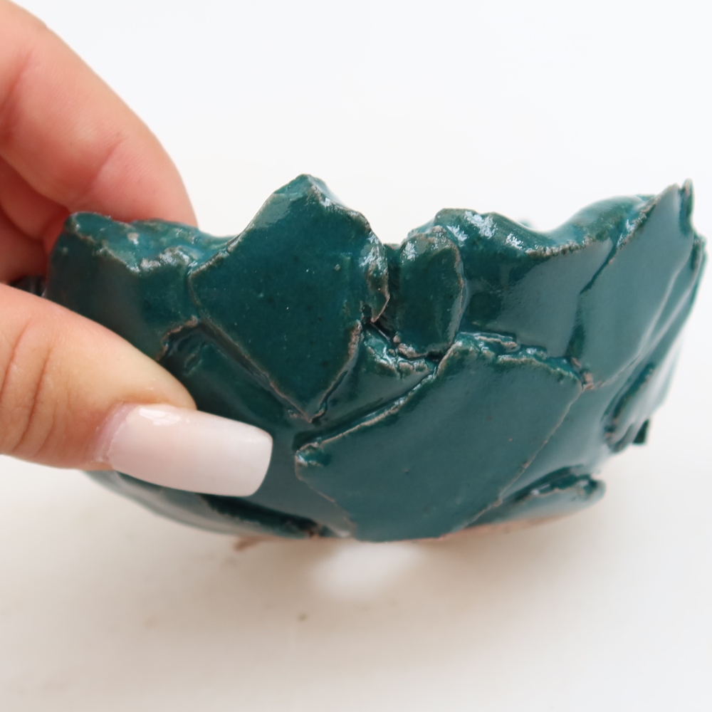 Ceramiczna skorupka  10,5 x 10,5 x 6 cm, kolor zielony