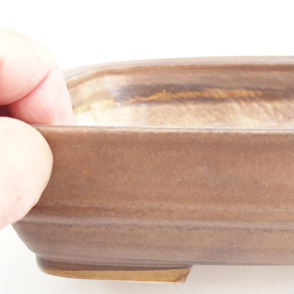 Ceramiczna miska do bonsai 21,5 x 17,5 x 5,5 cm, brązowa