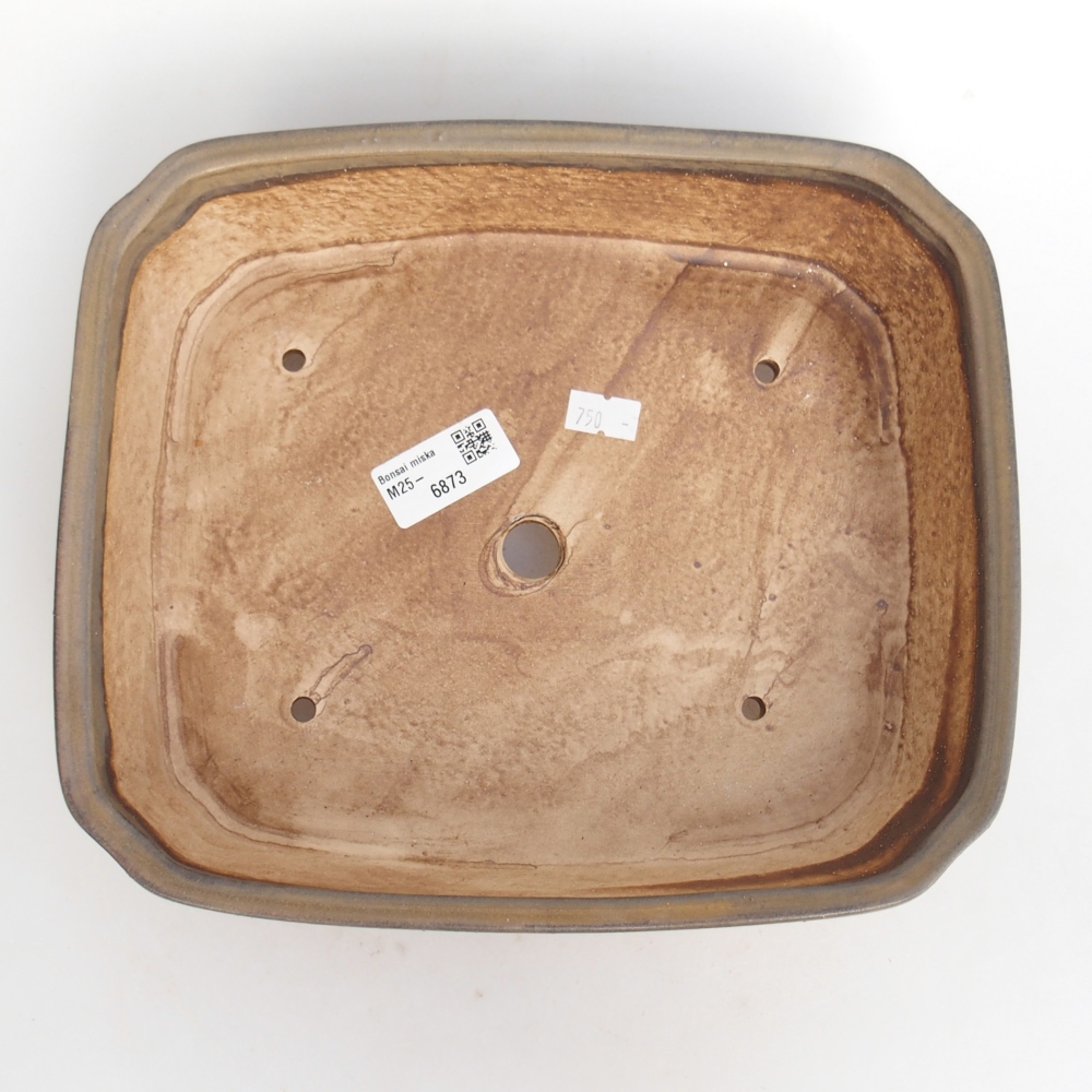 Ceramiczna miska do bonsai 25 x 21,5 x 6,5 cm, brązowa
