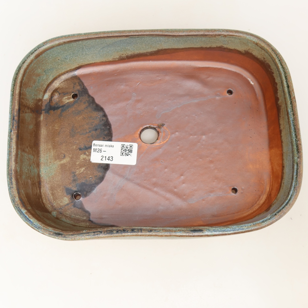 Ceramiczna miska do bonsai 23 x 18 x 5,5 cm, kolor brązowo-zielony