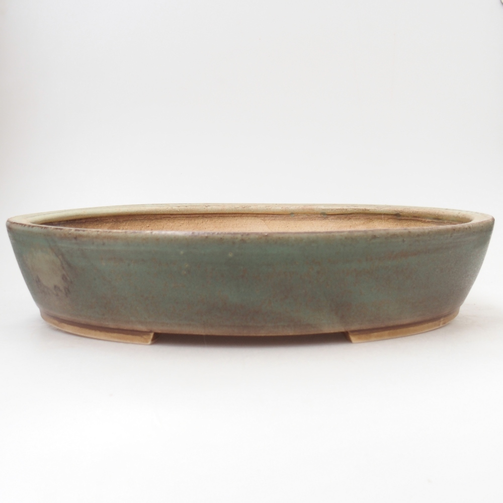 Ceramiczna miska do bonsai 31,5 x 27,5 x 6 cm, zielona