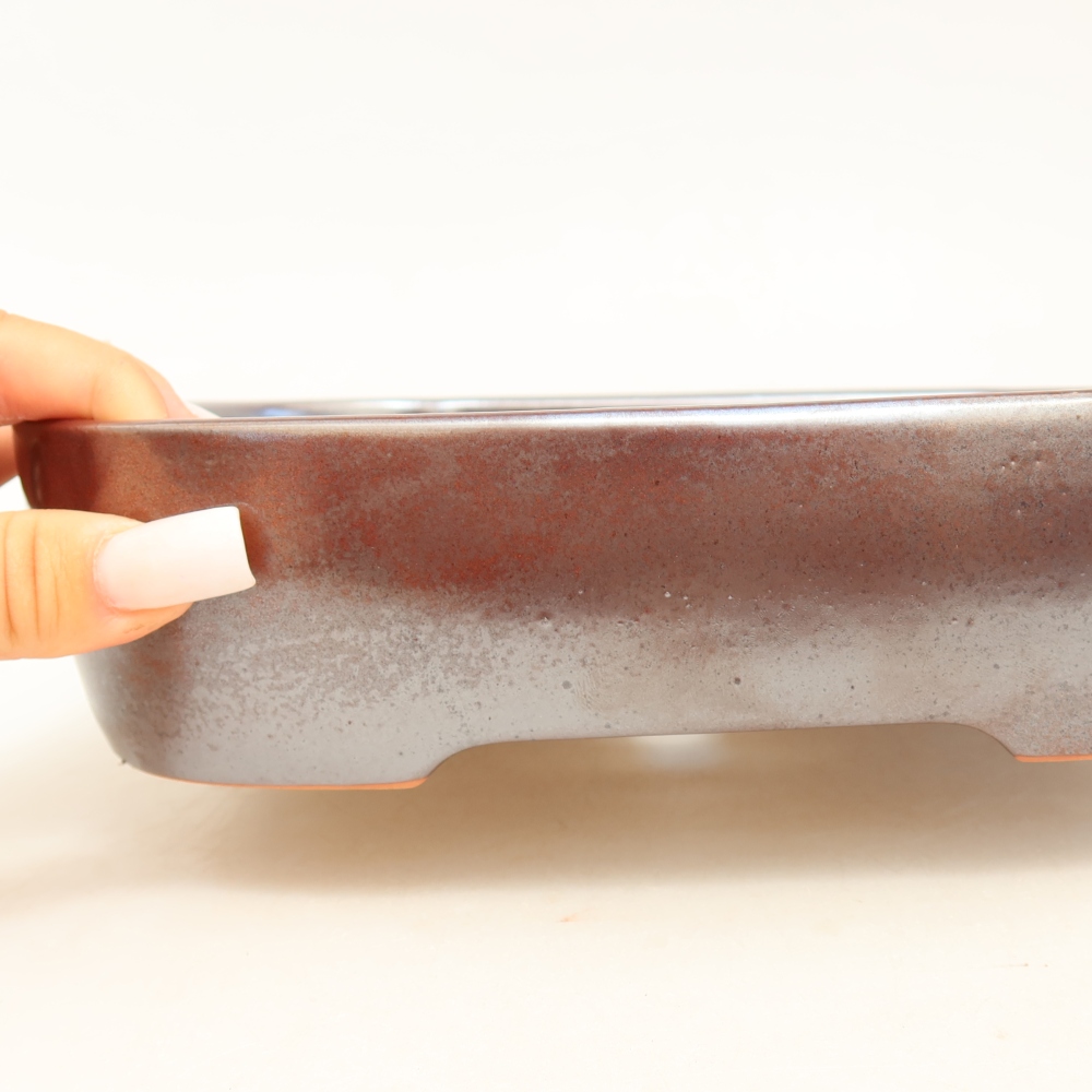 Ceramiczna miska do bonsai 23 x 18 x 5,5 cm, kolor bordowy