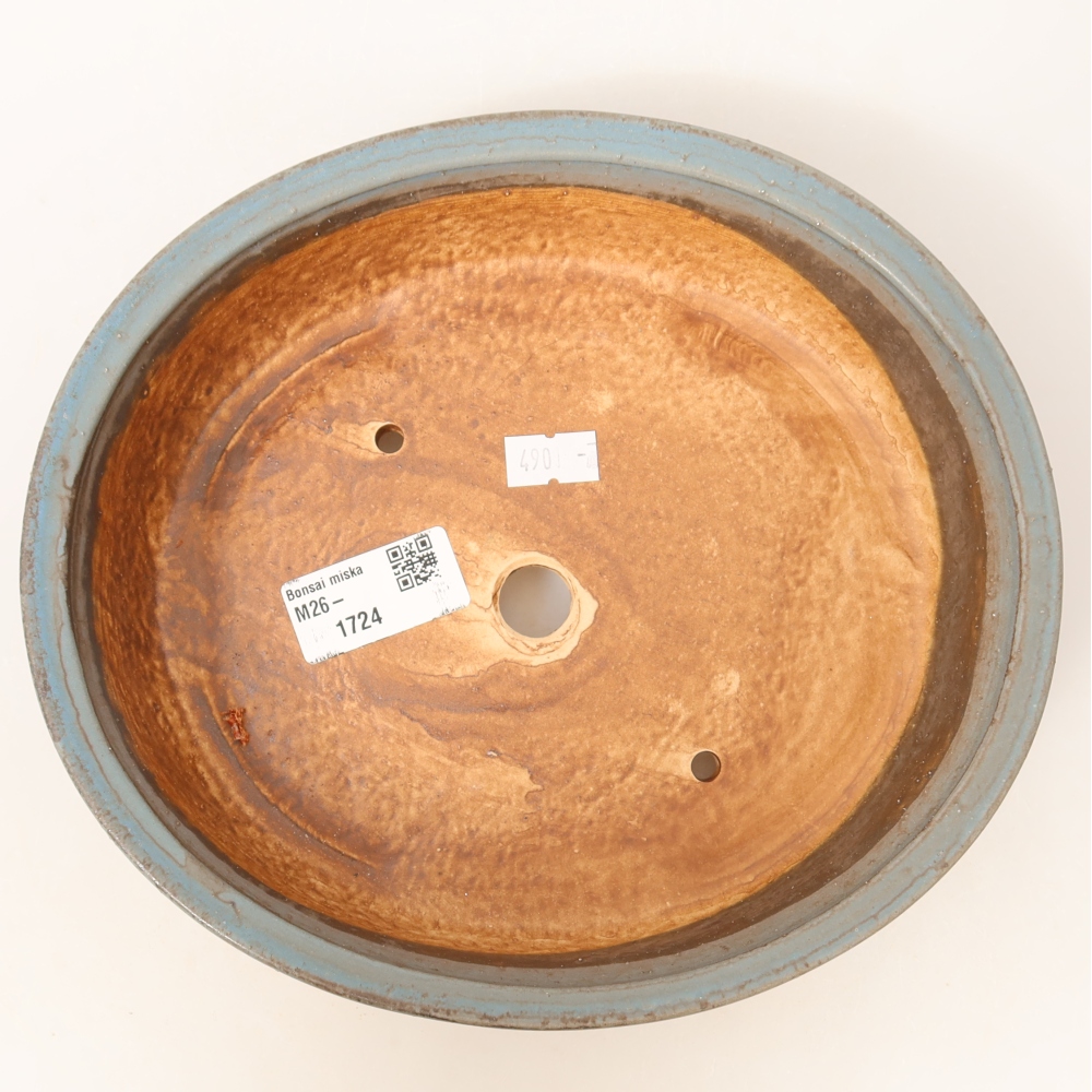 Ceramiczna miska do bonsai 21 x 19 x 5 cm, kolor niebieski