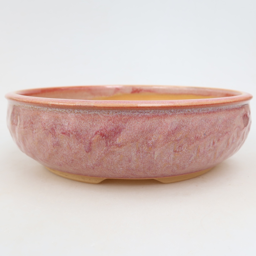 Ceramiczna miska do bonsai 21,5 x 21,5 x 6 cm, kolor różowy