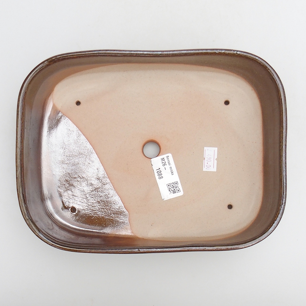 Ceramiczna miska do bonsai 23 x 18,5 x 5,5 cm, kolor brązowo-zielony