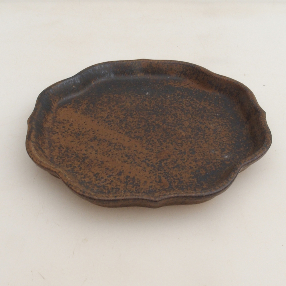 Ceramiczna miska H06 - 14 x 14 x 1,5 cm - brązowa