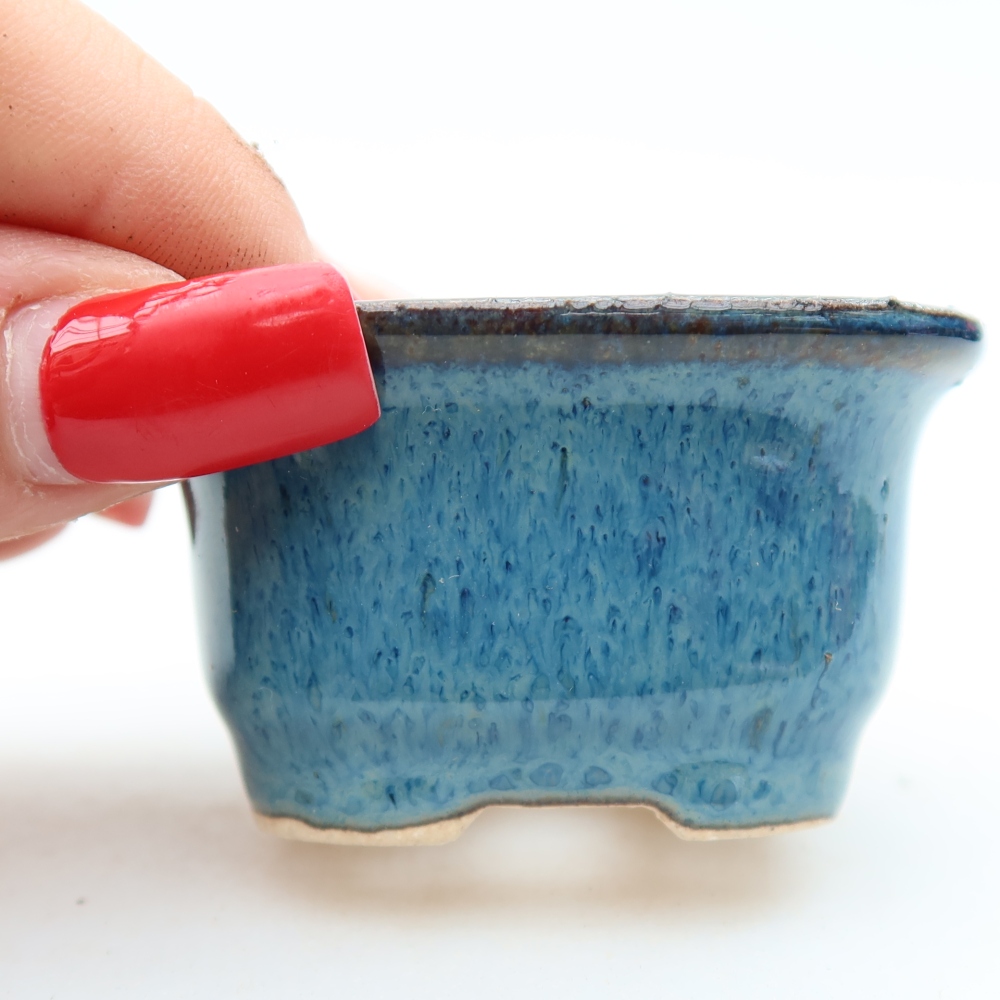 Ceramiczna miseczka do bonsai 6 x 5 x 3,5 cm, kolor niebieski