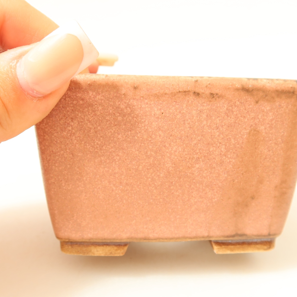 Ceramiczna miseczka do bonsai 8,5 x 8,5 x 5,5 cm, kolor różowy