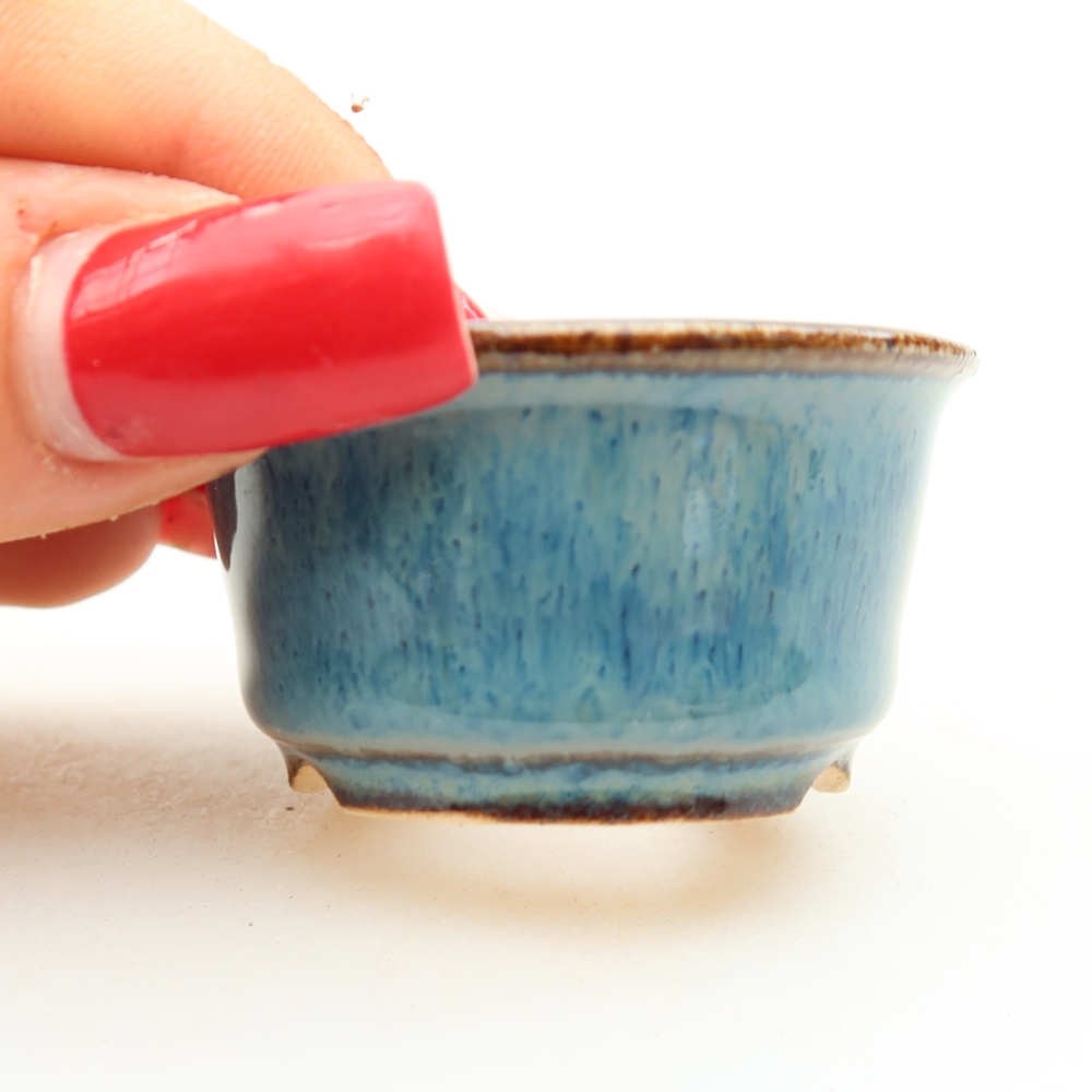 Ceramiczna miseczka do bonsai 4,5 x 4,5 x 3 cm, kolor niebieski