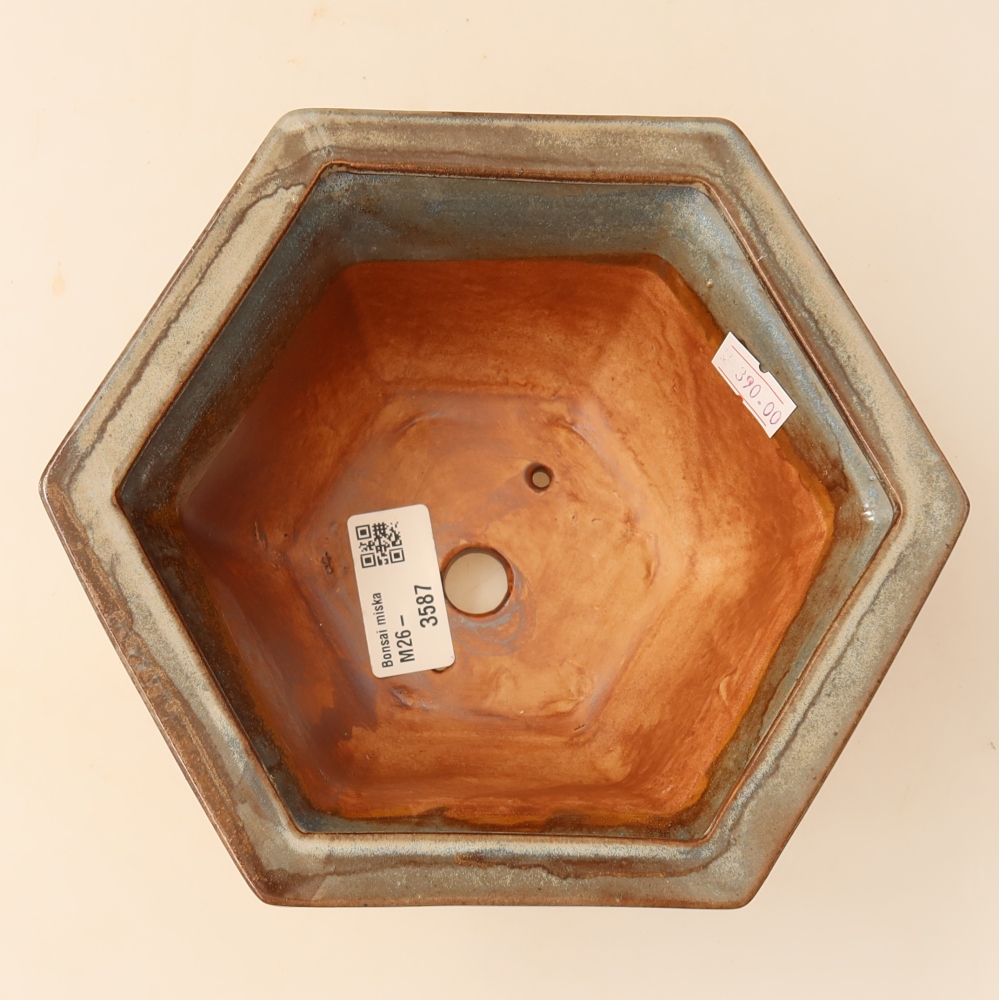 Ceramiczna miska do bonsai 18,5 x 16,5 x 9 cm, brązowa