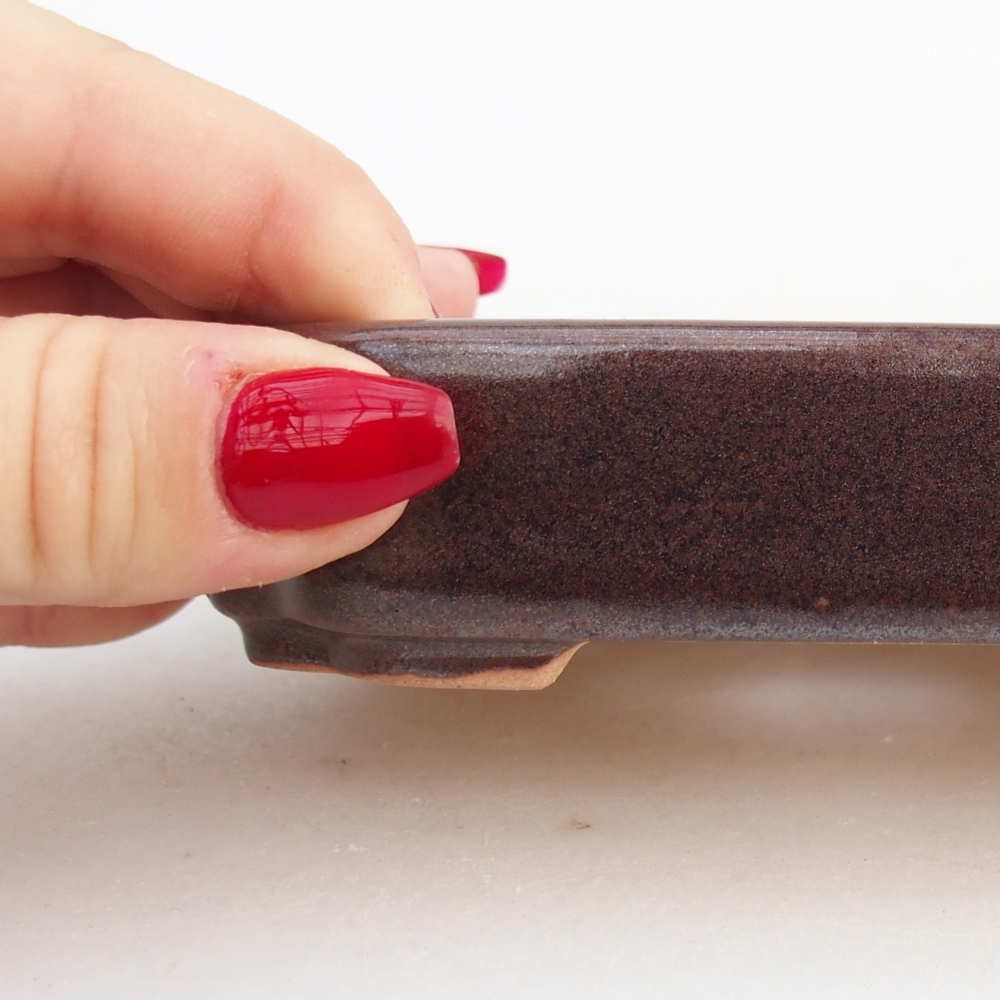 Ceramiczna miska do bonsai 12,5 x 9 x 3 cm, brązowa