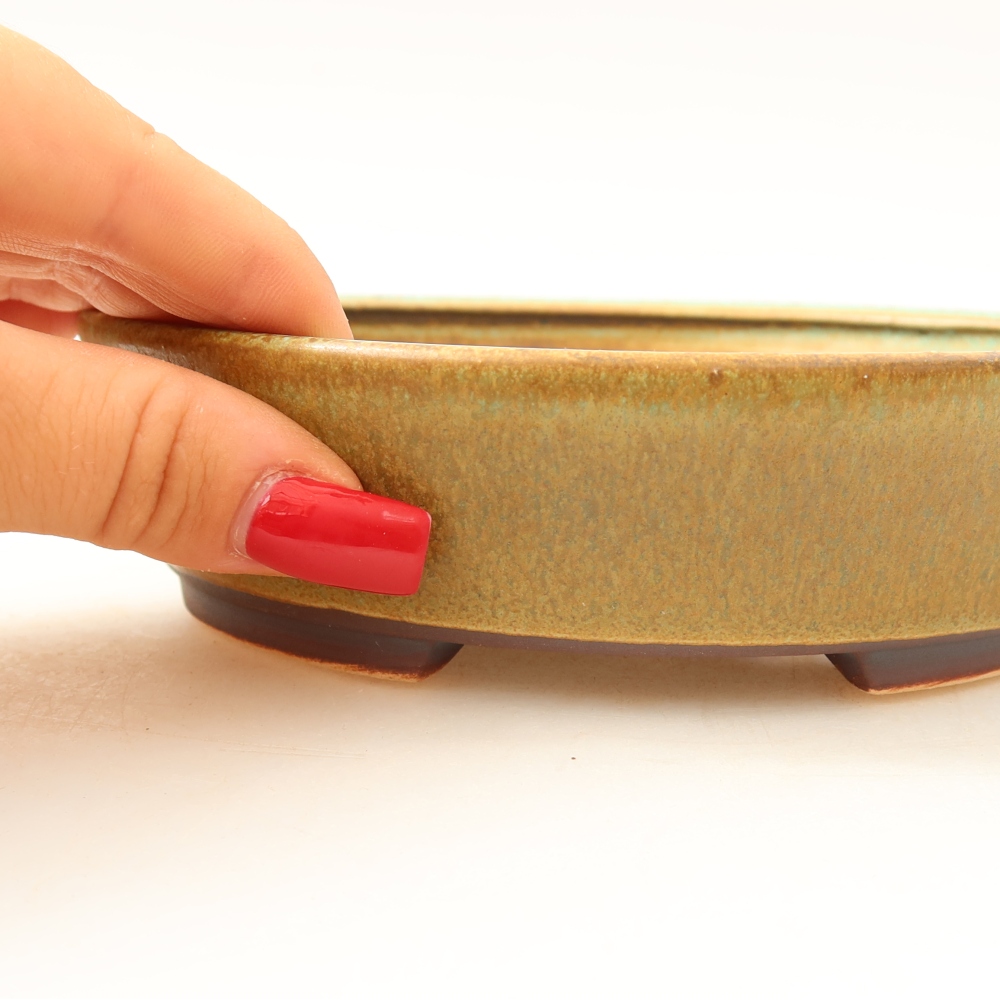 Ceramiczna miska do bonsai 15 x 14 x 4 cm, kolor zielony