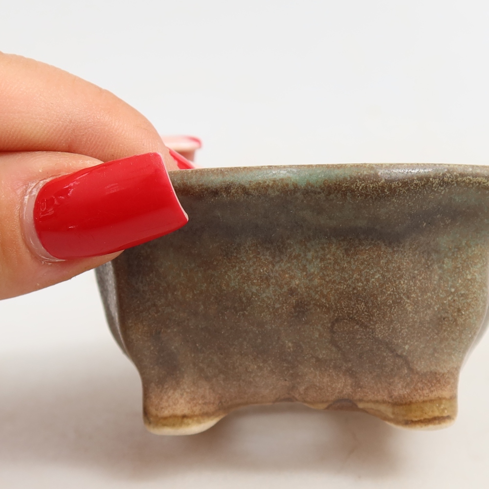 Ceramiczna miseczka do bonsai 7 x 7 x 3,5 cm, kolor zielony
