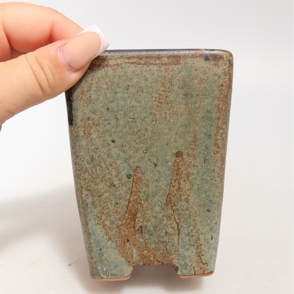 Ceramiczna miska do bonsai 7,5 x 7,5 x 10,5 cm, kolor brązowo-zielony