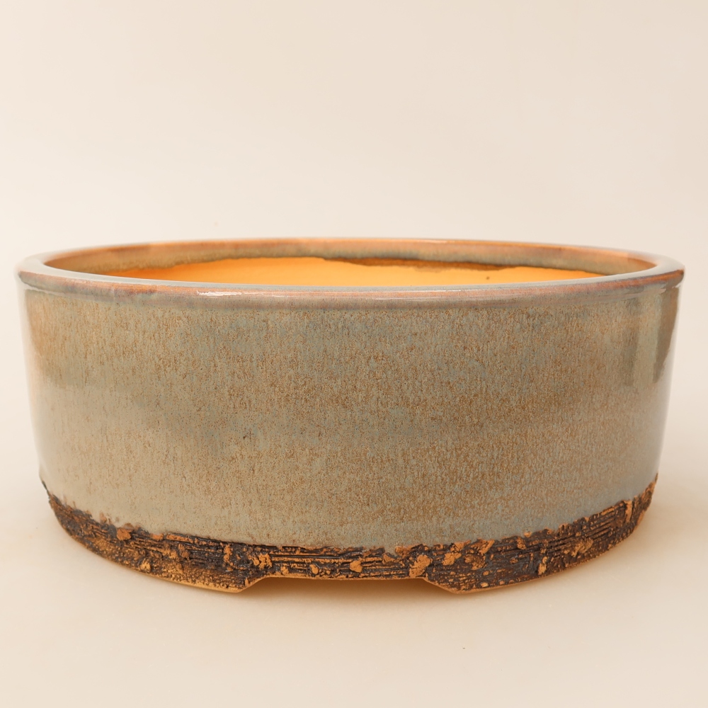 Ceramiczna miseczka do bonsai 25 x 25 x 7,5 cm, kolor zielony