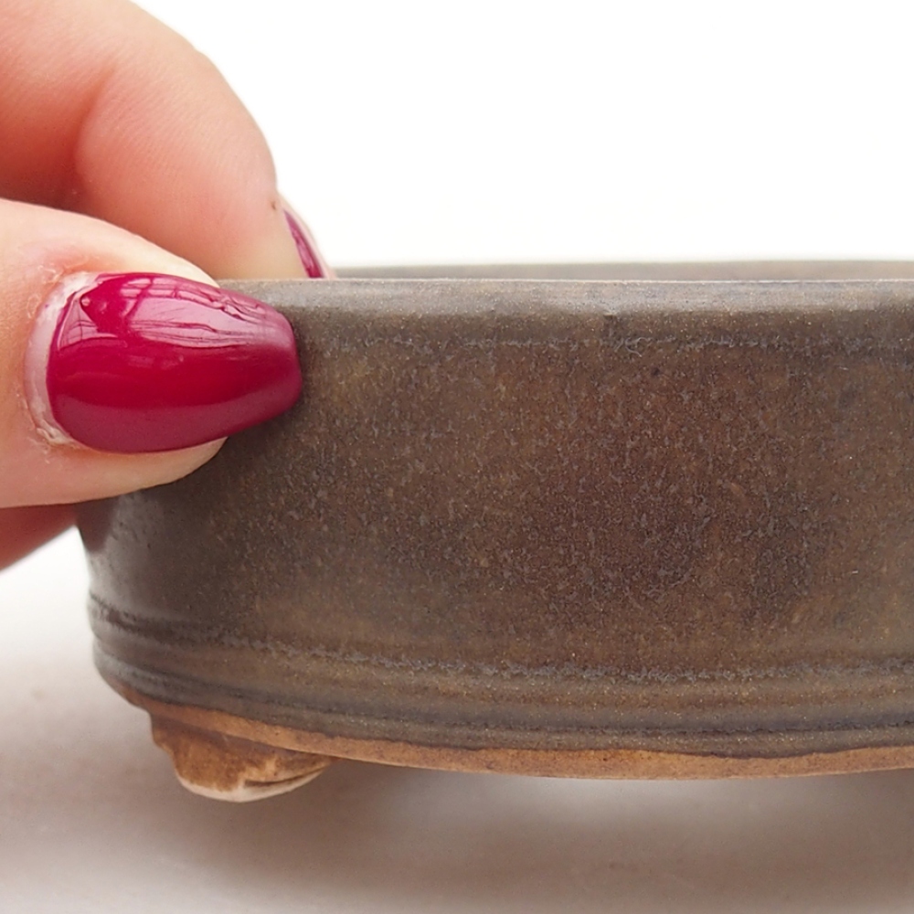 Ceramiczna miska do bonsai 9 x 9 x 3,5 cm, kolor brązowy