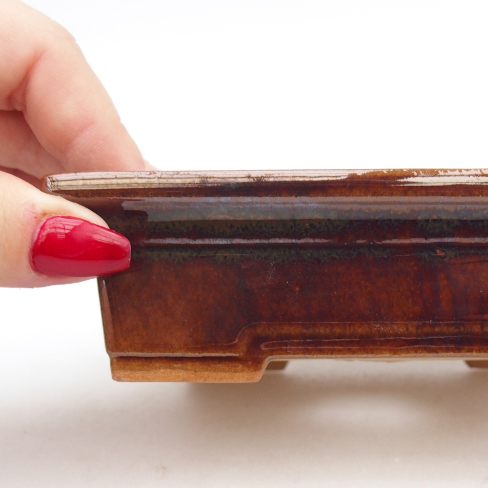 Ceramiczna miska na bonsai 13 x 10 x 4 cm, brązowa