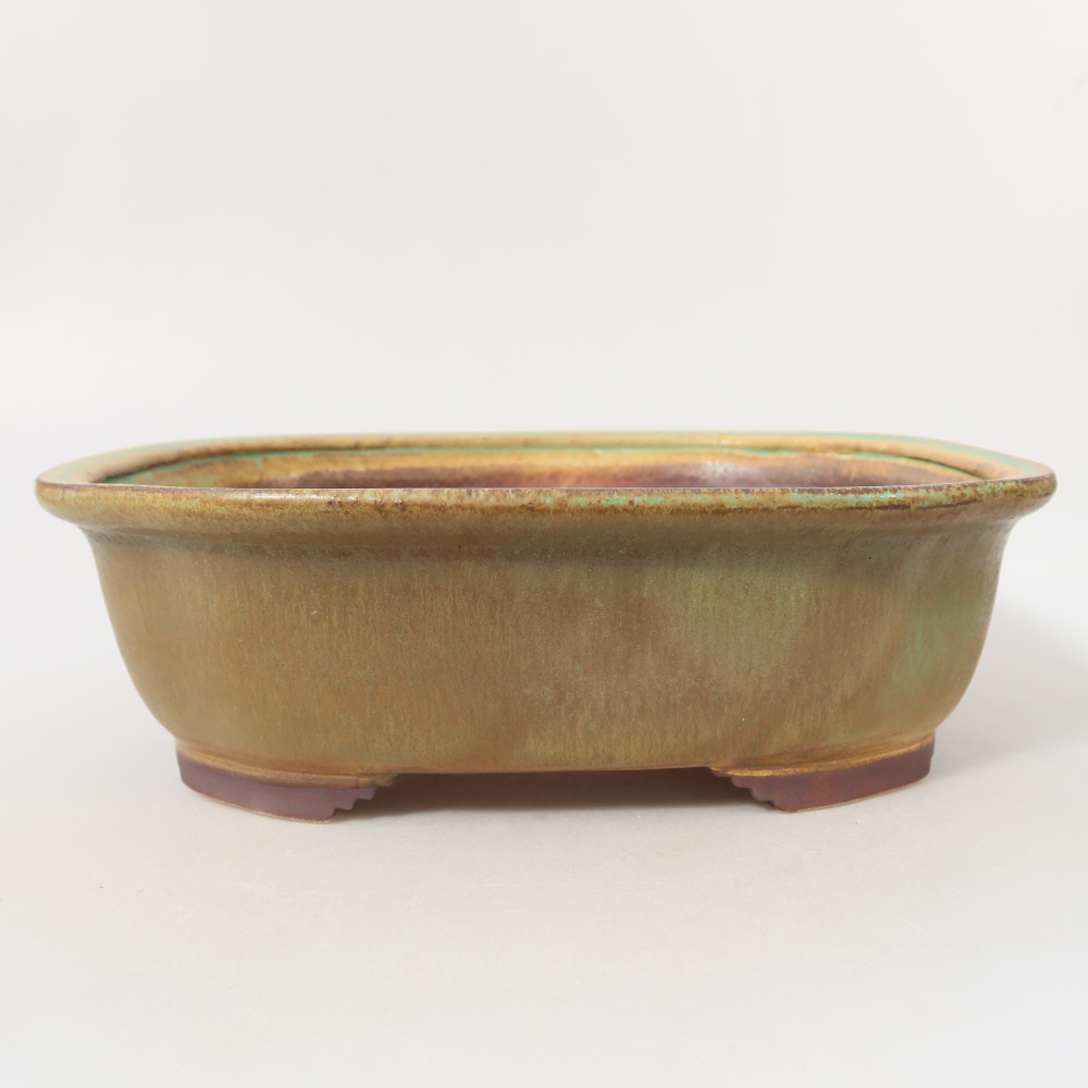 Ceramiczna miska do bonsai 25 x 21,5 x 7,5 cm, zielona
