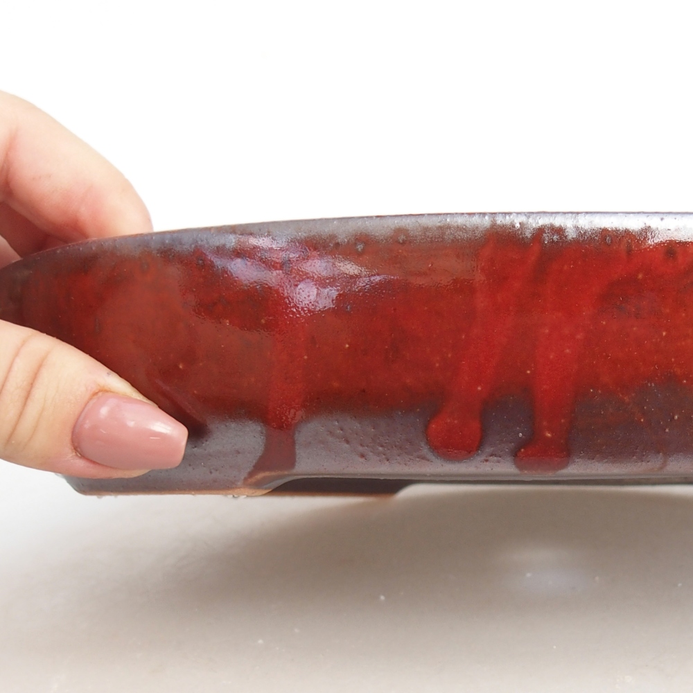 Ceramiczna miska do bonsai 22 x 17 x 4 cm, kolor czerwony