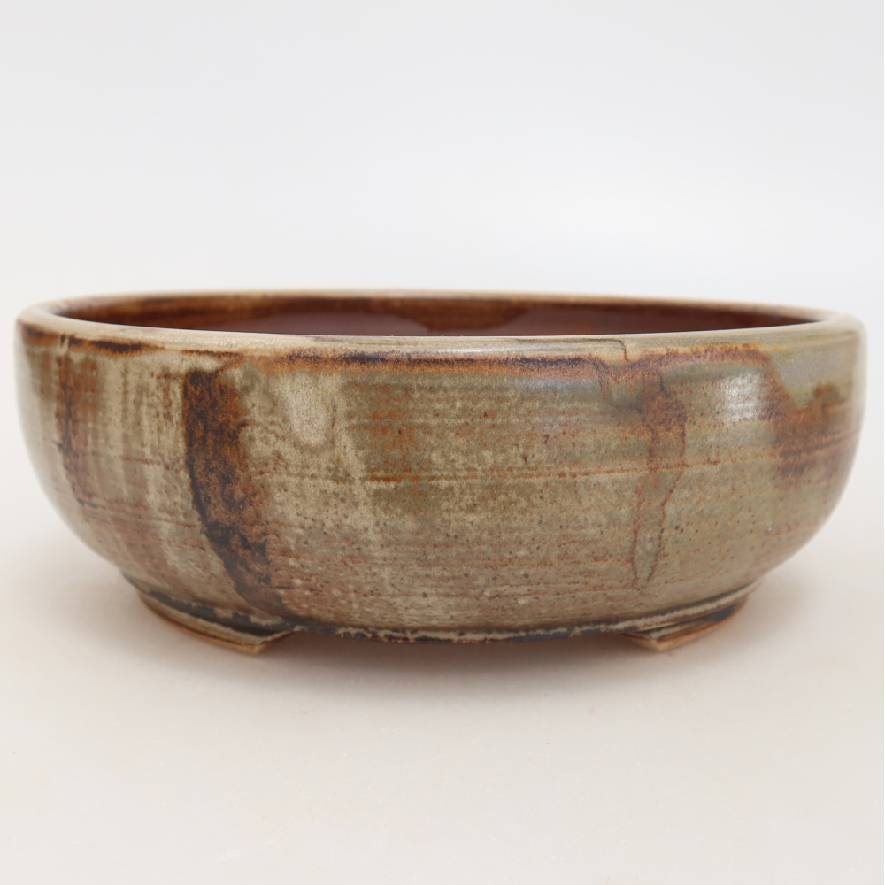 Ceramiczna miska do bonsai 17,5 x 17,5 x 6 cm, kolor brązowy