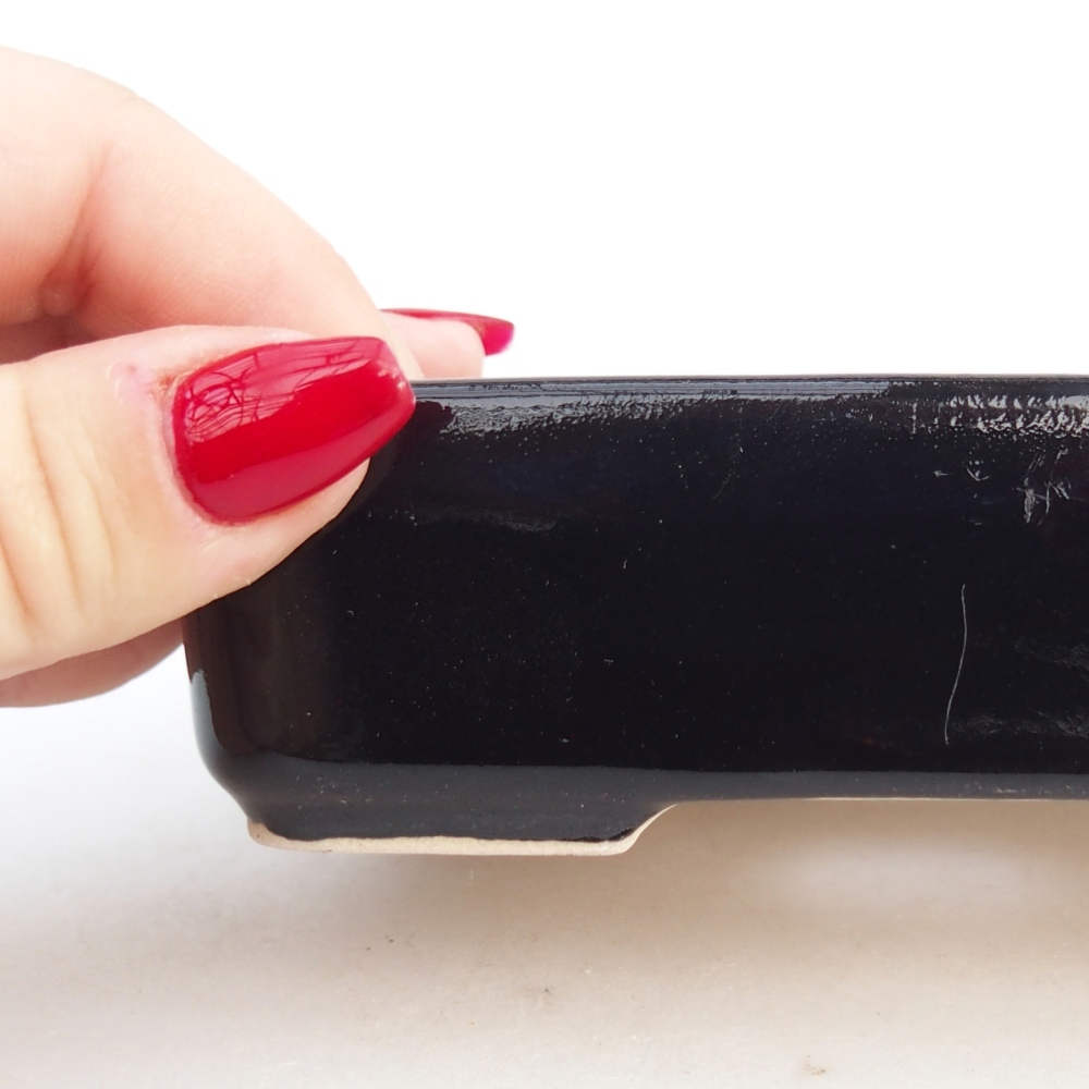 Ceramiczna miska do bonsai 12,5 x 9,5 x 3,5 cm, czarna