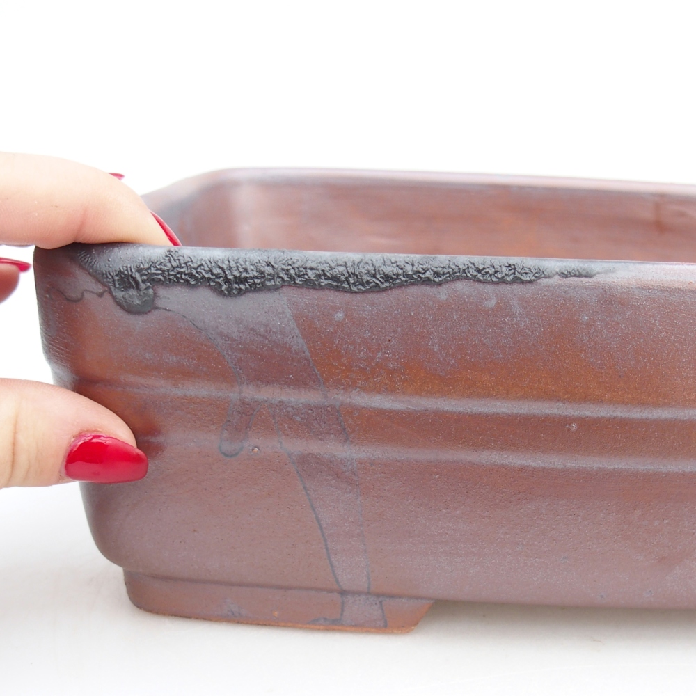 Ceramiczna miska bonsai 26,5 x 19,5 x 8 cm, kolor metaliczny