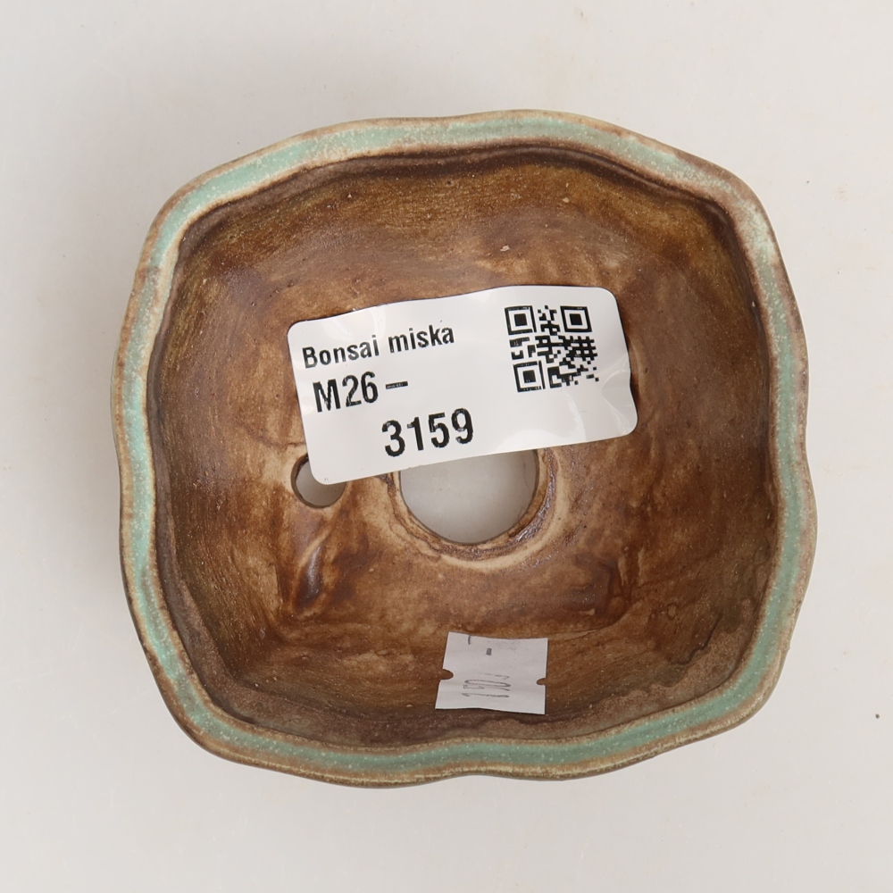 Ceramiczna miseczka do bonsai 7 x 7 x 3,5 cm, kolor zielony