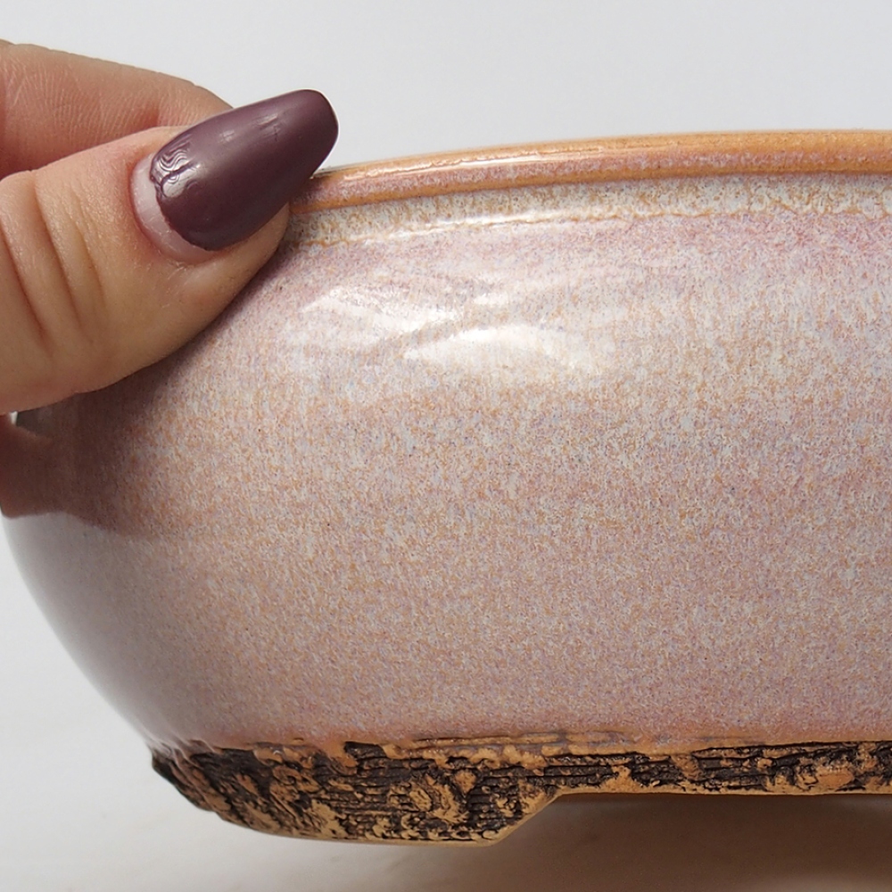 Ceramiczna miska bonsai 18,5 x 18,5 x 6,5  cm, kolor różowy