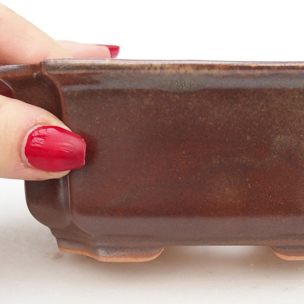 Ceramiczna miska do bonsai 12,5 x 9 x 5,5 cm, brązowa