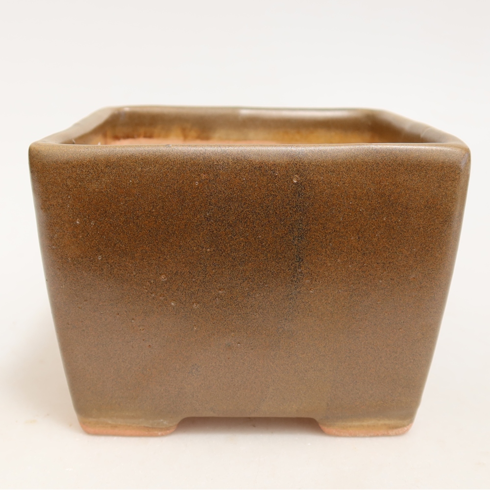 Ceramiczna miska do bonsai 11 x 11 x 8,5 cm, kolor brązowy