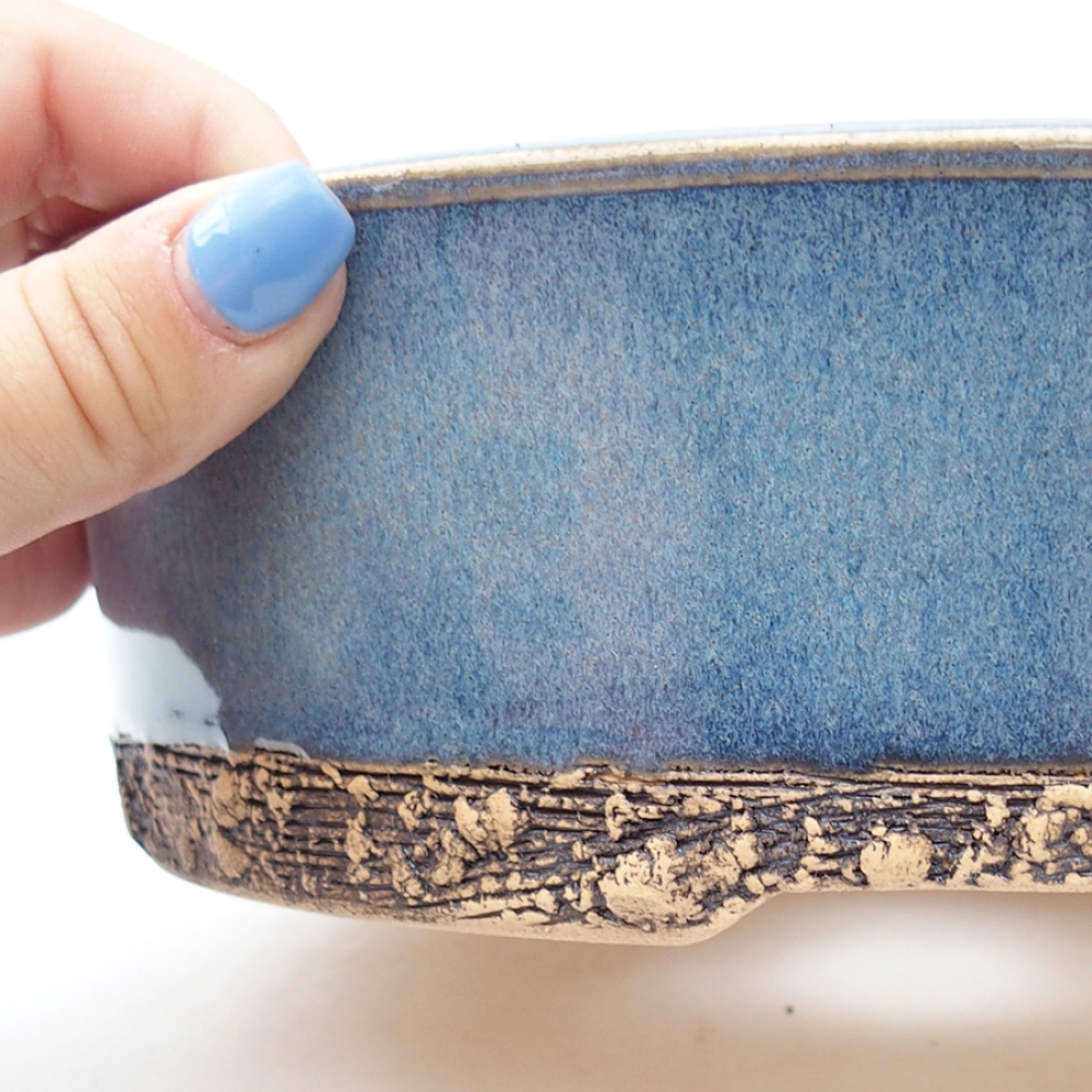 Ceramiczna miska bonsai 19,5 x 19,5 x 6,5 cm, kolor niebieski