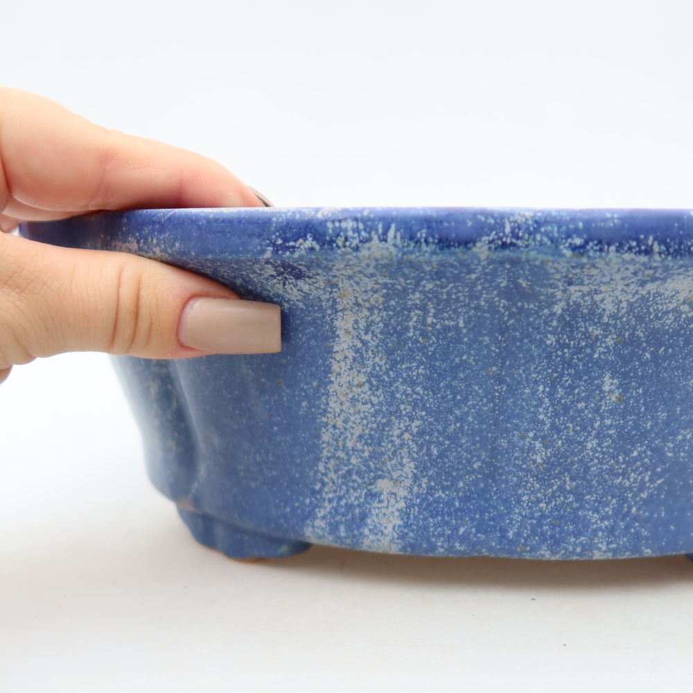 Ceramiczna miska na bonsai 26,5 x 26,5 x 8,5 cm, kolor niebieski