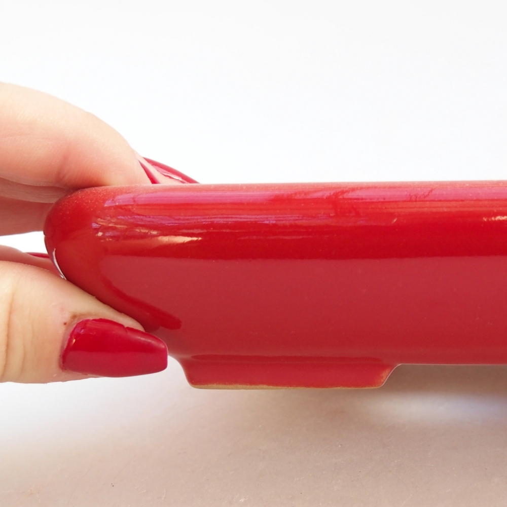 Ceramiczna miska do bonsai 16,5 x 13,5 x 3,5 cm, kolor czerwony