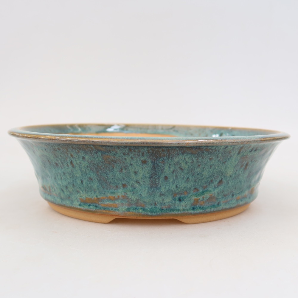Ceramiczna miska do bonsai 23,5 x 23,5 x 6 cm, kolor niebieski