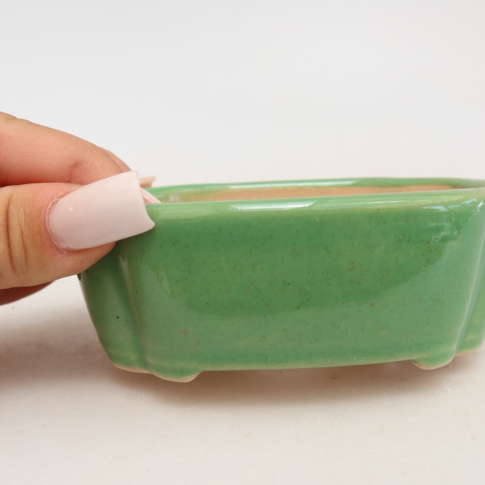 Ceramiczna miska do bonsai 10,5 x 8 x 4 cm, kolor zielony