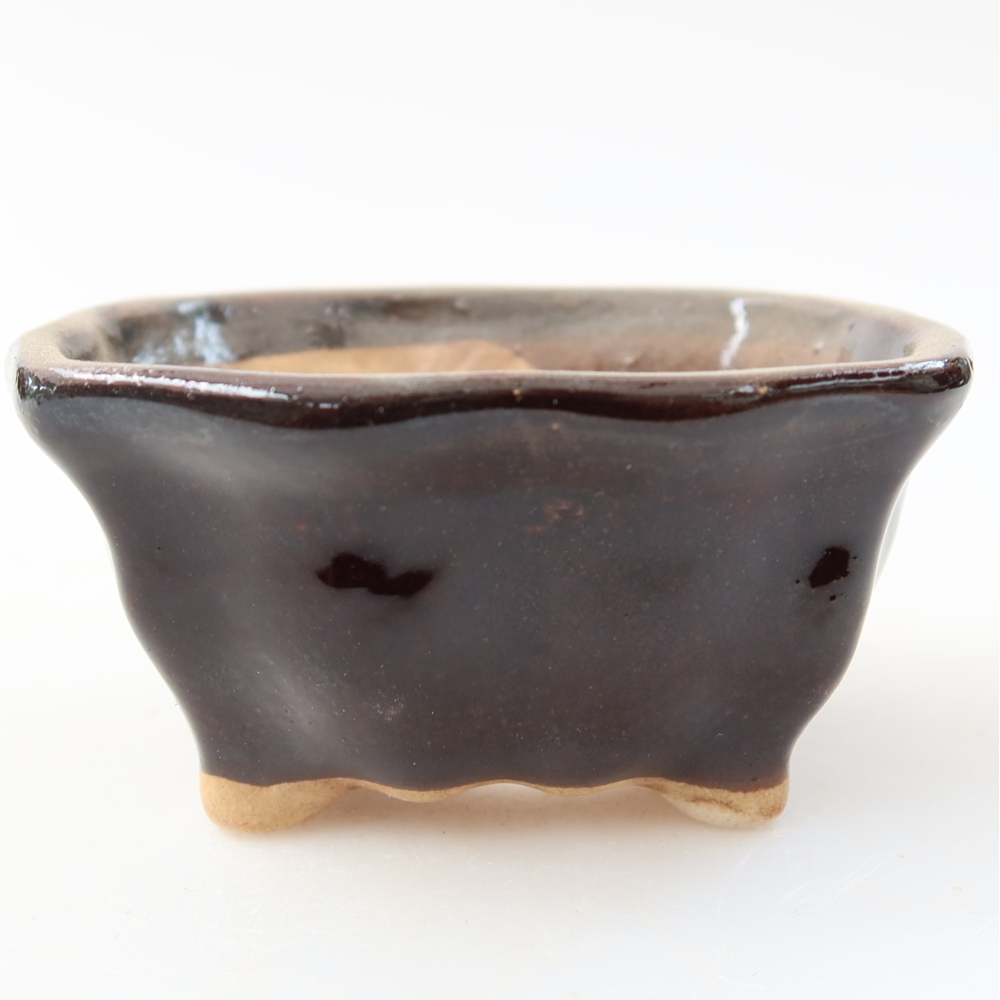 Ceramiczna miska na bonsai 7,5 x 7 x 3,5 cm, brązowa