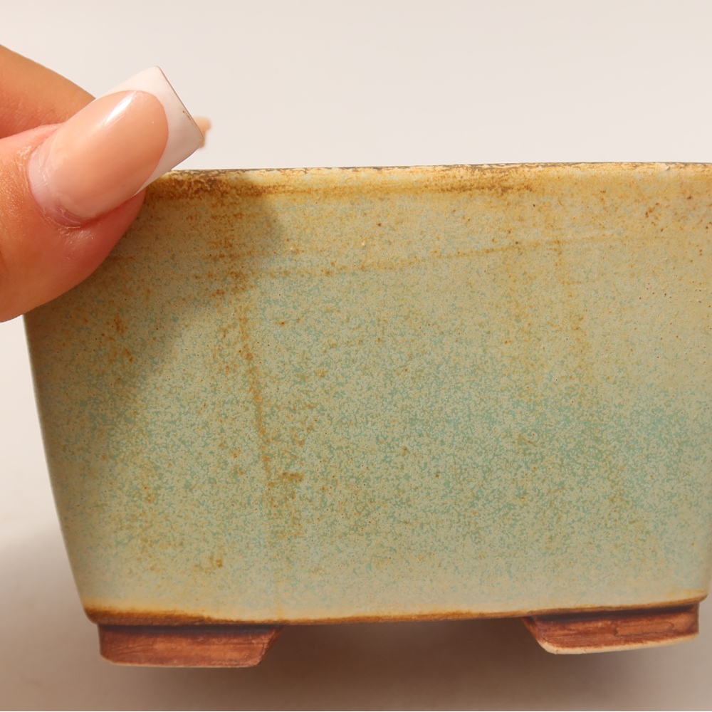 Ceramiczna miska do bonsai 10,5 x 10,5 x 7 cm, kolor zielony