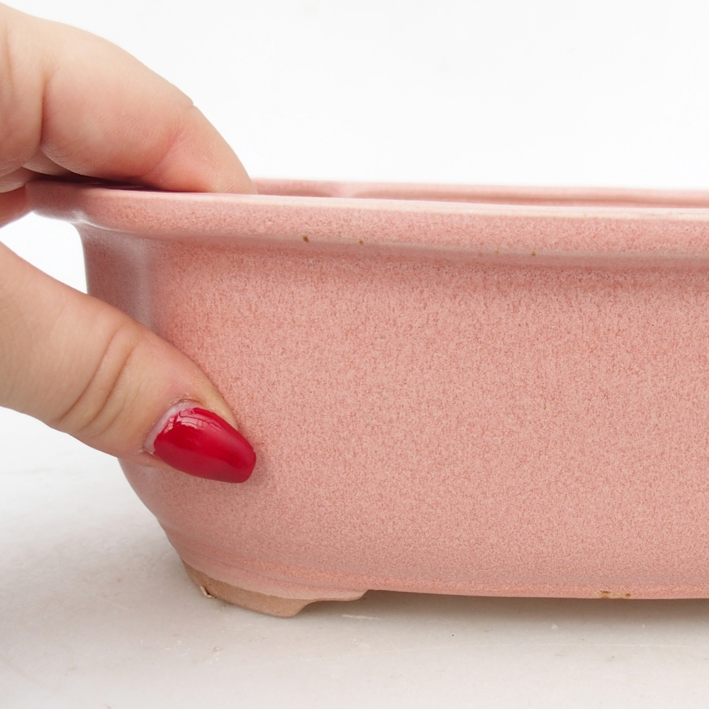 Ceramiczna miska na bonsai 22 x 18 x 7,5 cm, różowa