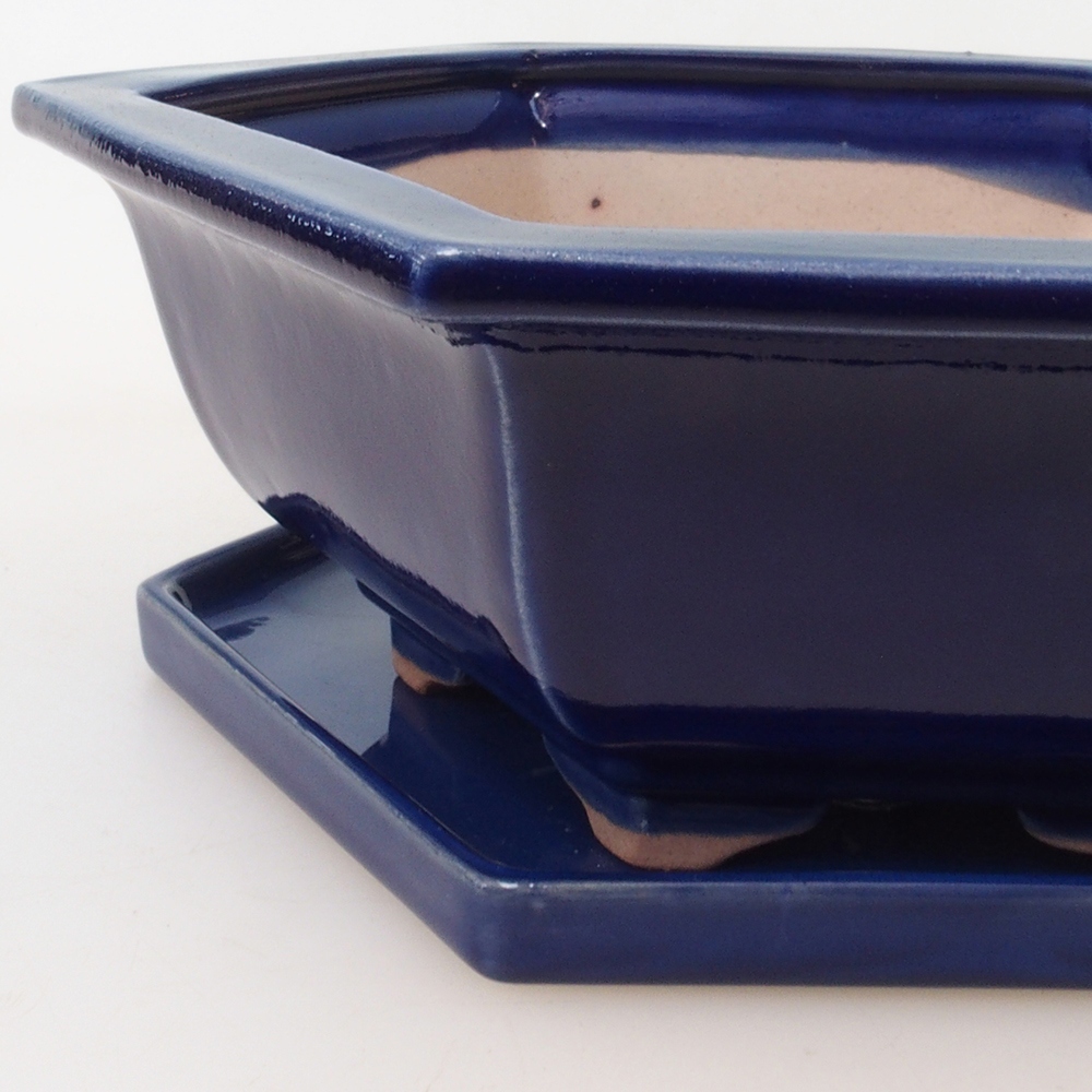 Miska do bonsai + podstawka H53 – 19 x 21,5 x 7 cm. – niebieska