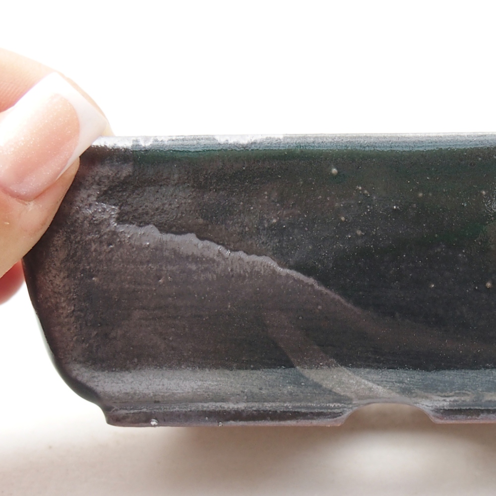 Ceramiczna miska na bonsai 12 x 8,5 x 4,5 cm, metaliczna zieleń