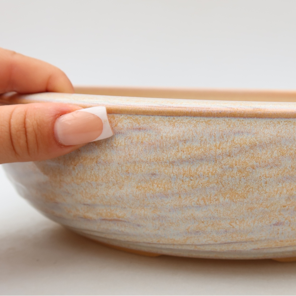 Ceramiczna miska na bonsai 26,5 x 26,5 x 7,5 cm, kolor beżowy