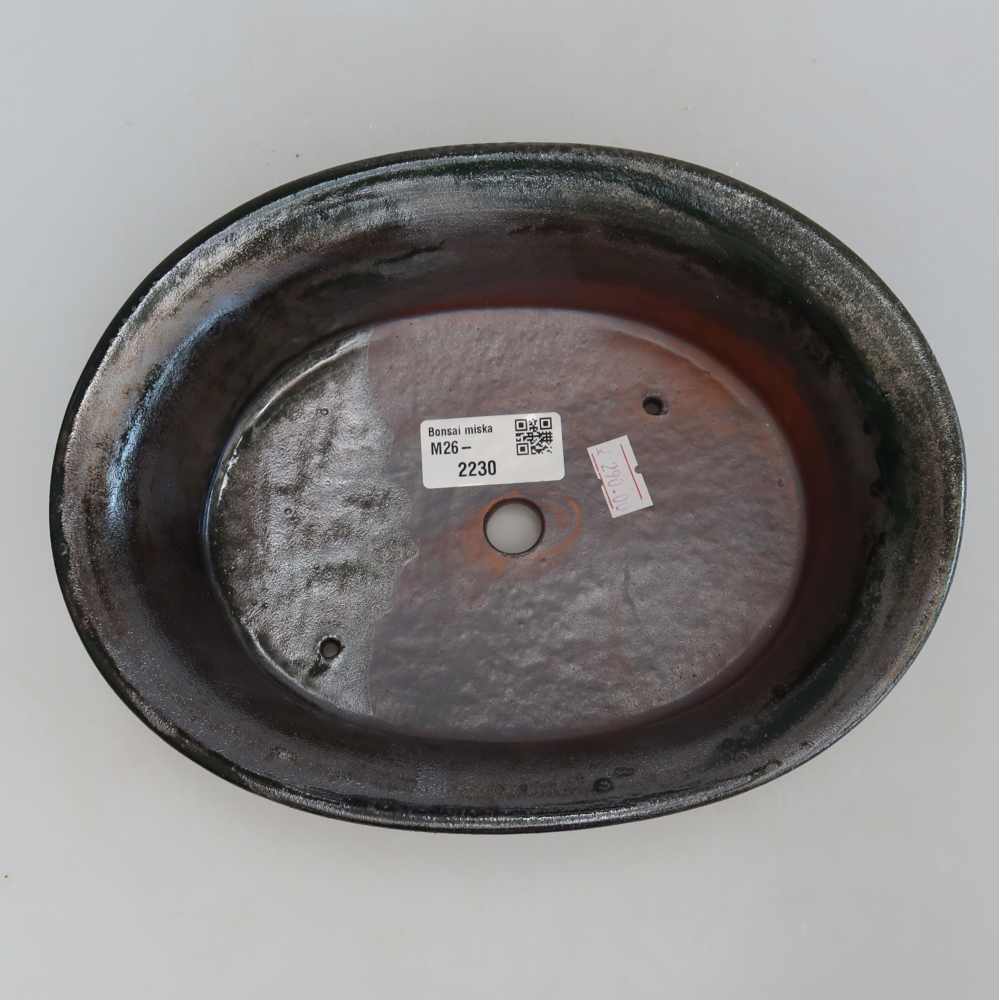 Ceramiczna miska do bonsai 22 x 17,5 x 6,5 cm, kolor metaliczno-zielony