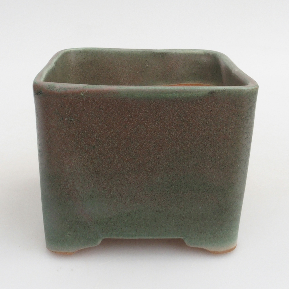 Ceramiczna miska bonsai 10 x 10 x 8 cm, kolor zielony