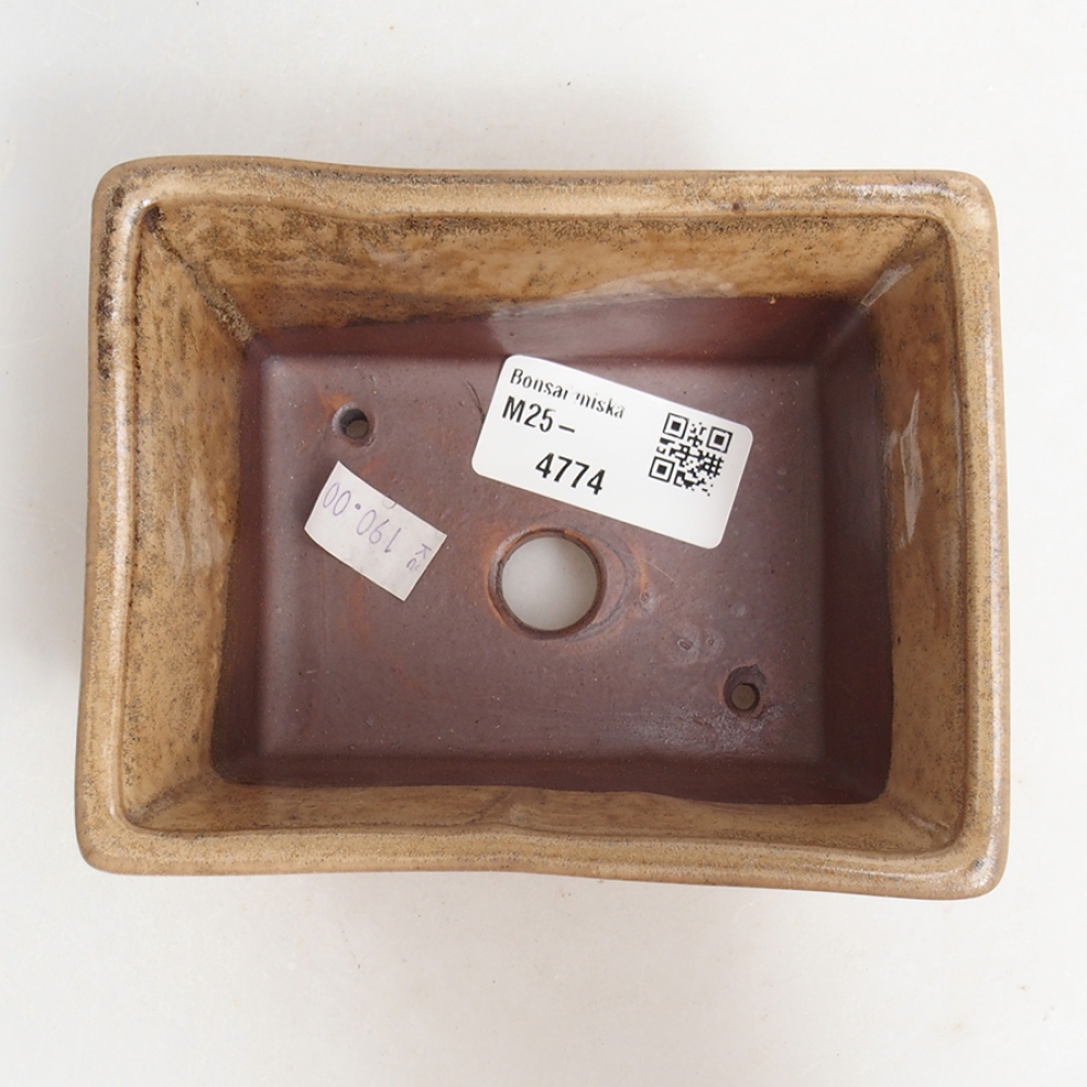 Ceramiczna miska bonsai 11,5 x 10,5 x 6 cm, kolor beżowy