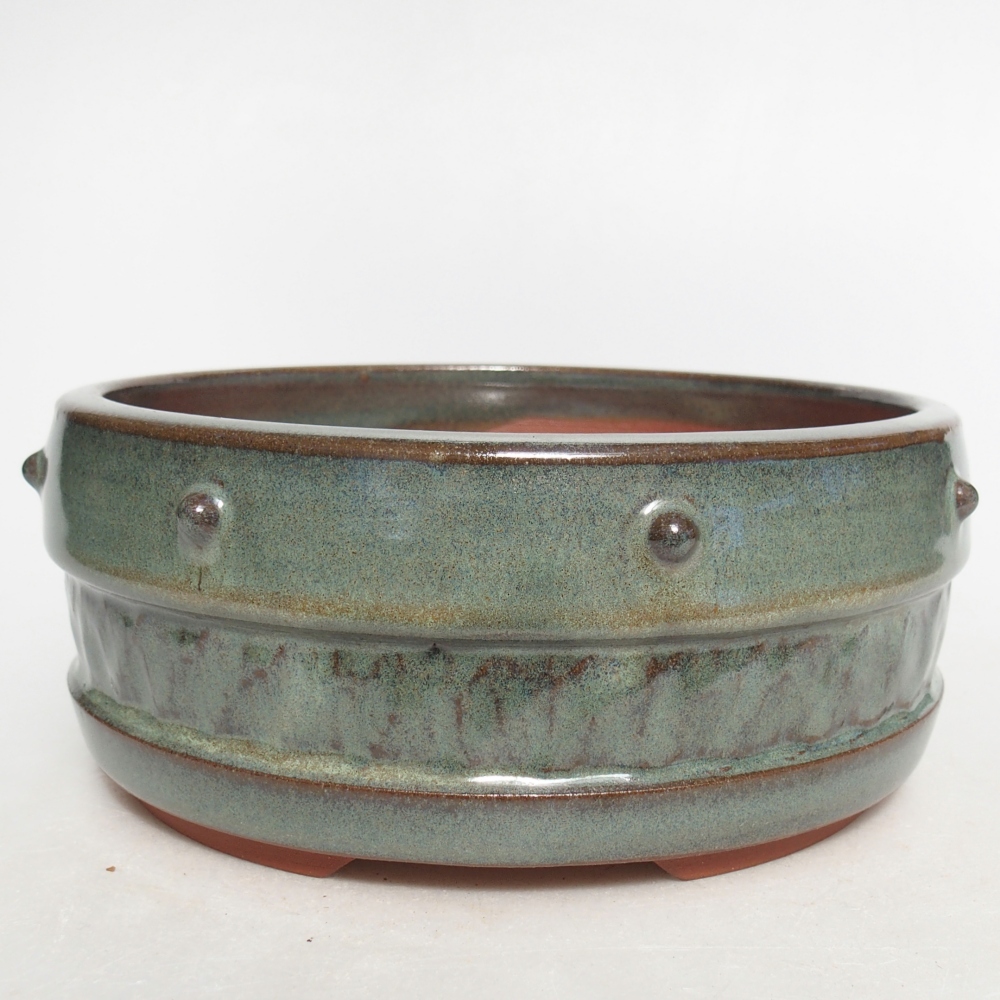 Ceramiczna miska do bonsai 16 x 16 x 6,5 cm, zielona