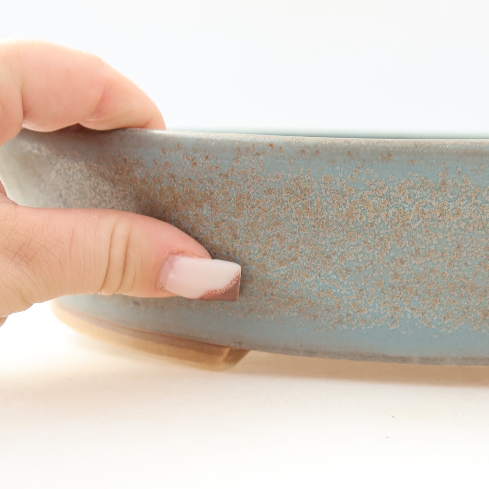 Ceramiczna miska do bonsai 32 x 27,5 x 6,5 cm, kolor niebieski
