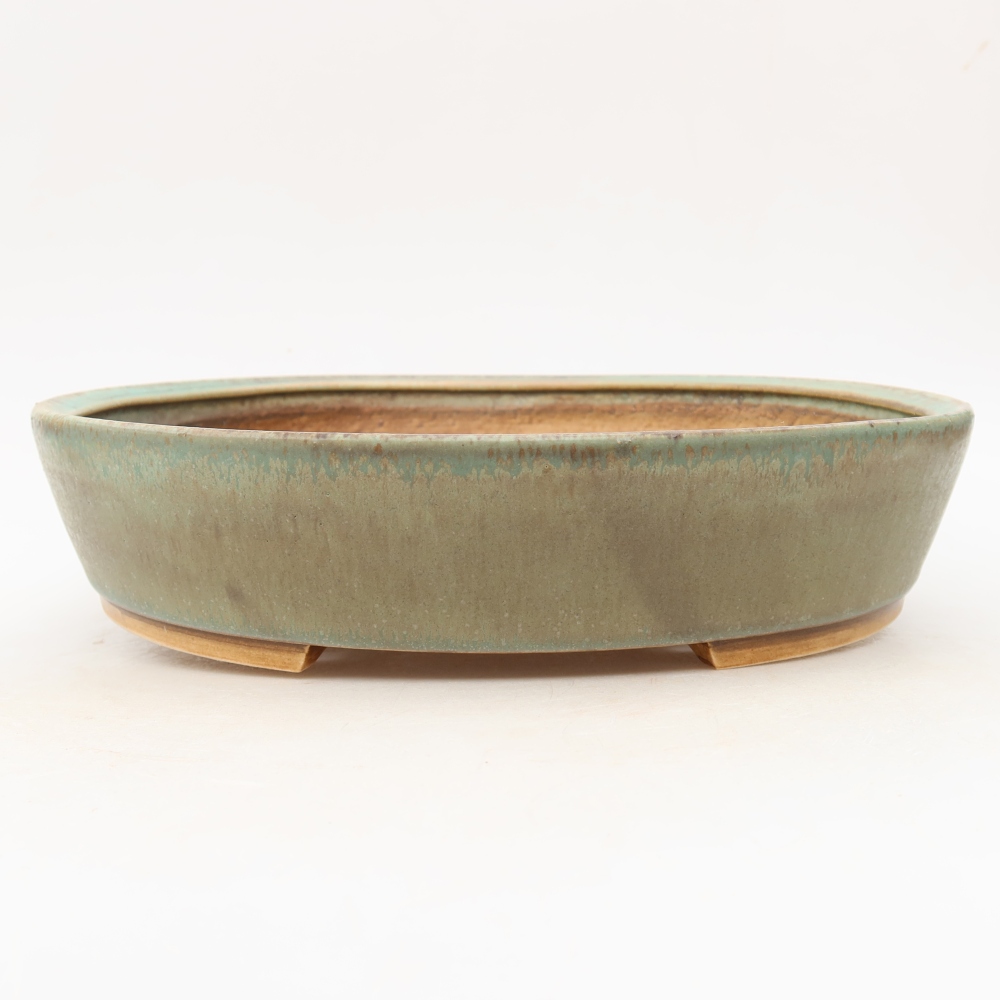 Ceramiczna doniczka do bonsai 27 x 24 x 5,5 cm, kolor zielony