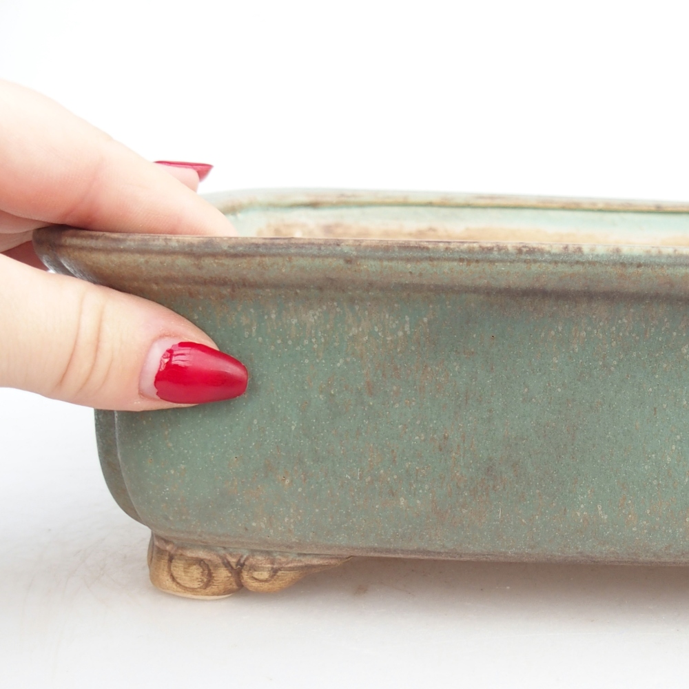 Ceramiczna miska do bonsai 25 x 20 x 7,5 cm, zielona