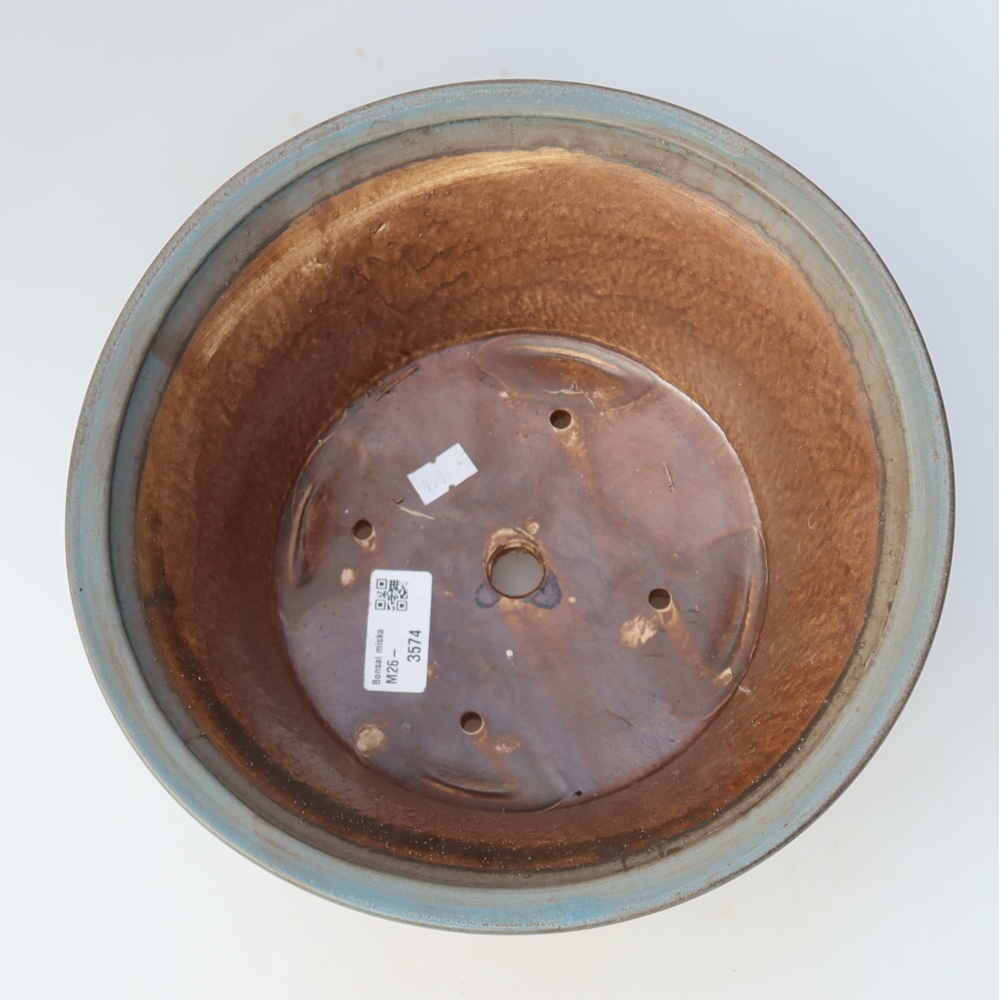 Ceramiczna miska do bonsai 24,5 x 24,5 x 11,5 cm, kolor niebieski