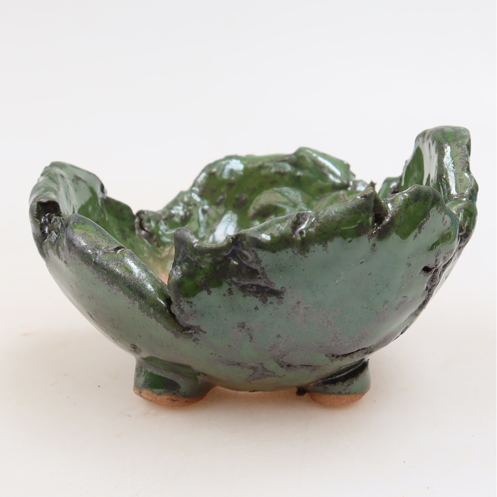 Ceramiczna skorupa  11 x 10 x 7 cm, kolor zielony